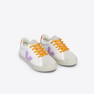Esplar-Leder Weiß Orchidee Orange Fluo