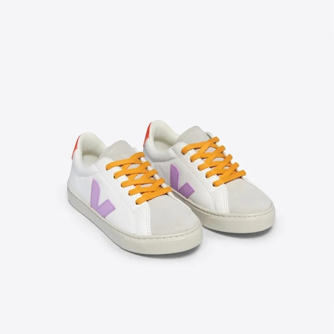 Esplar-Leder Weiß Orchidee Orange Fluo